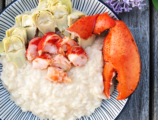 Rose Risotto with Lobster and Artichokes