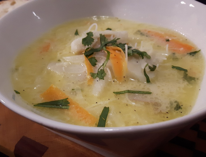 Comfort Soup of Turbot with Flavors of Thailand