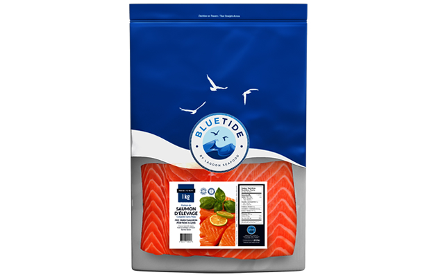 Portion de Saumon d’élevage Surgelée – Sans Peau – Emballée Individuellement Sous-Vide 6oz 1kg