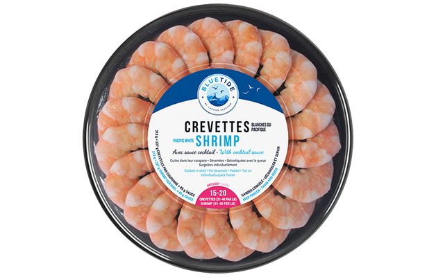 Anneau de Crevettes d’élevage Cuite Blanche – Avec Sauce 312g – 15 – 20 pcs