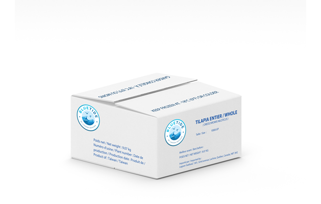 Tilapia de ferme entier surgelé – éviscéré et écaillé (G&S) – Emballage individuel (IWP) – Surgelé individuellement (IQF) 750+ 8.16kg