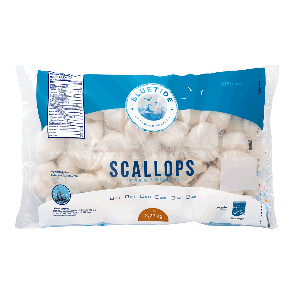 10/20 2 x 2.27 kg Frozen Wild Scallop Dry USA Lagoon Seafood