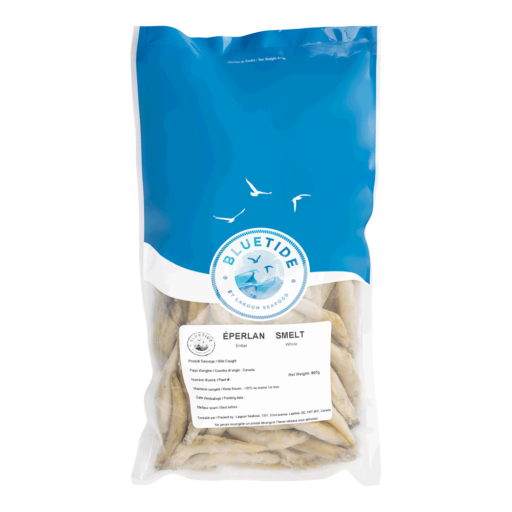 12 x 907 g Frozen Wild Smelt Whole Small Canada Lagoon Seafood