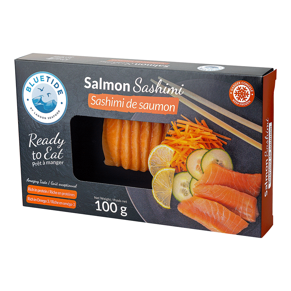 20 x 100 g Frozen Farm Salmon Atlantic Sashimi Canada Lagoon Seafood