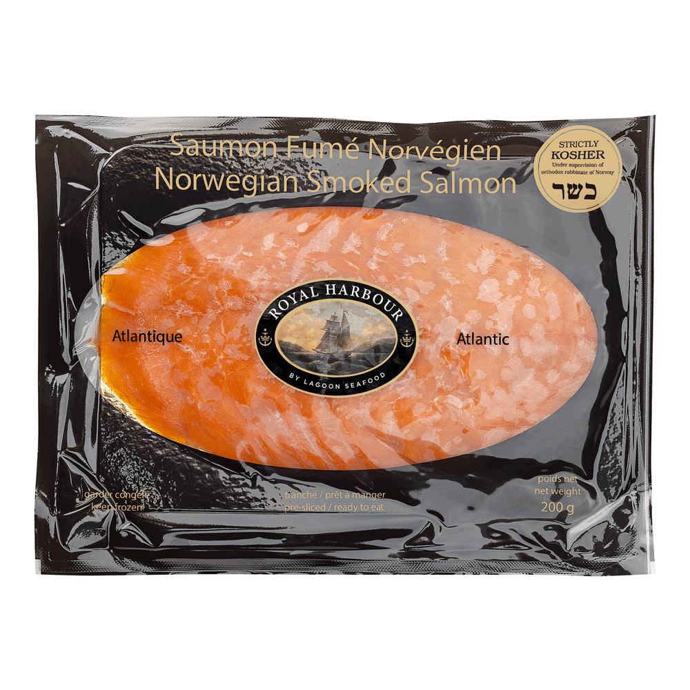 20 x 200 g Frozen Farm Salmon Smoked - Sliced Norway Lagoon Seafood