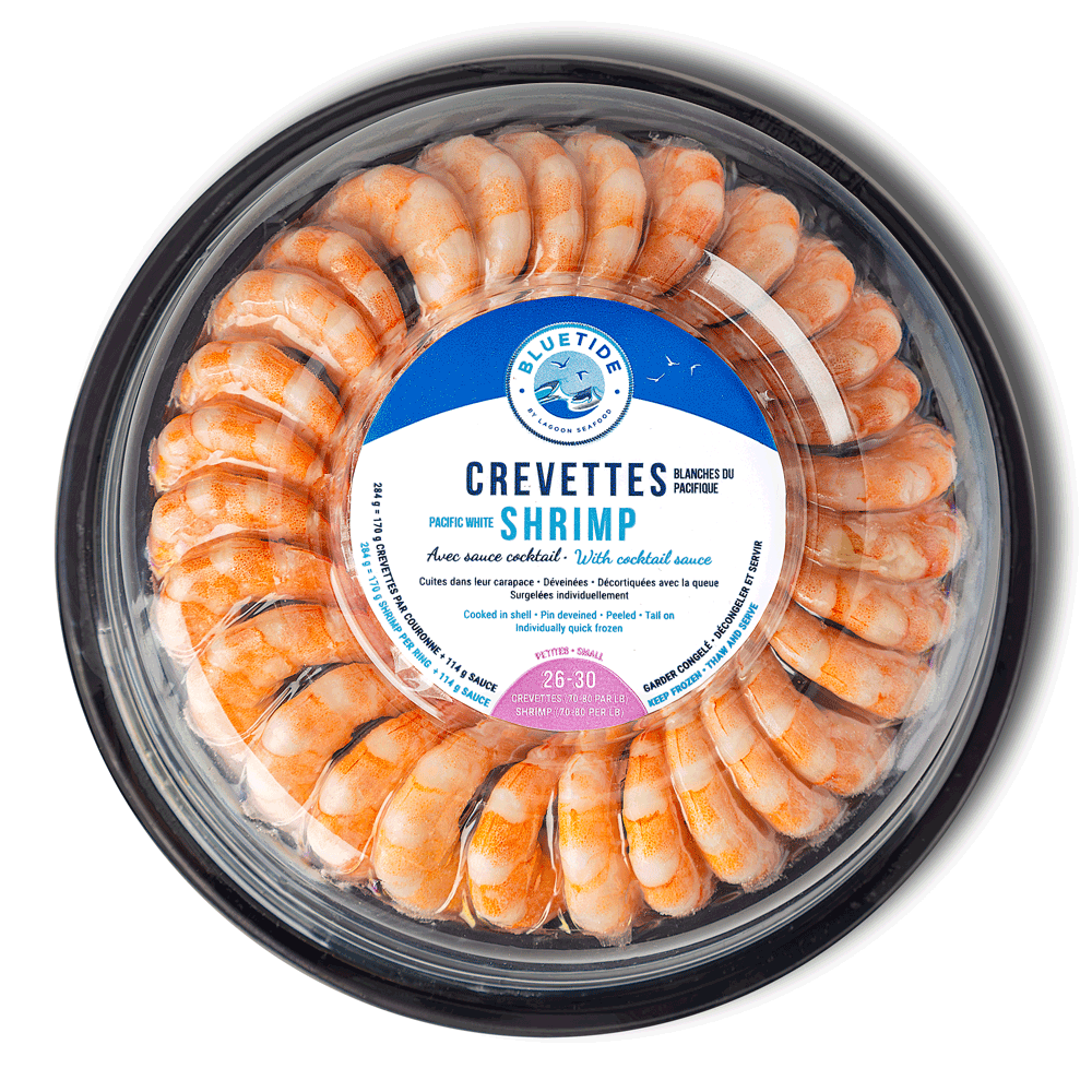 26-30 pcs/Ring 12 x (170 g + 114 g) Frozen Farm Shrimp Cooked with Sauce Lagoon Seafood