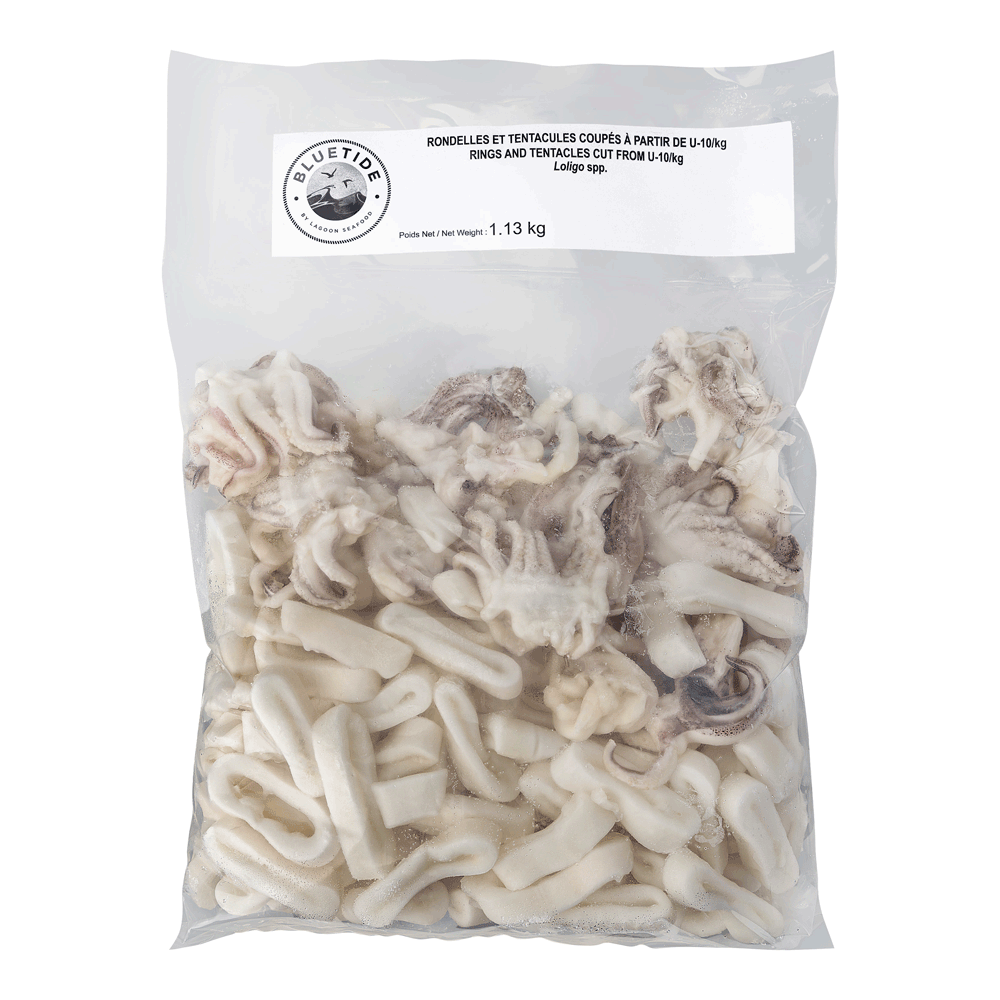 4 x 1.13 kg Frozen Wild Squid Loligo Rings & Tentacles IQF Lagoon Seafood