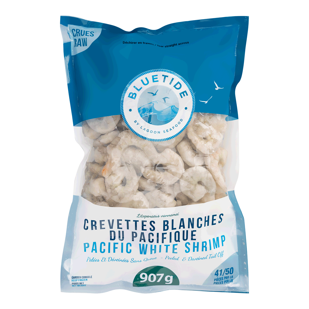 41/50 5 x 907 g Frozen Farm Shrimp White P&D Tail Off IQF India Lagoon Seafood