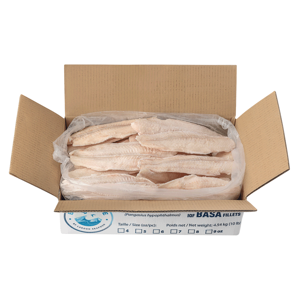 5 oz 4.54 kg Frozen Farm Basa Fillet IQF Vietnam Lagoon Seafood