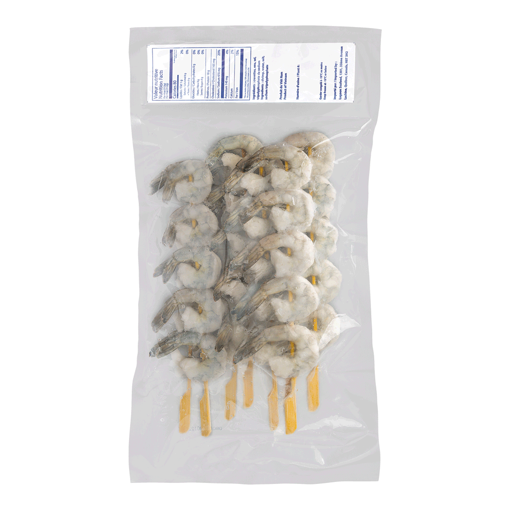 5pc/Skewer 10 x 454 g Frozen Farm Shrimp White Vietnam Lagoon Seafood