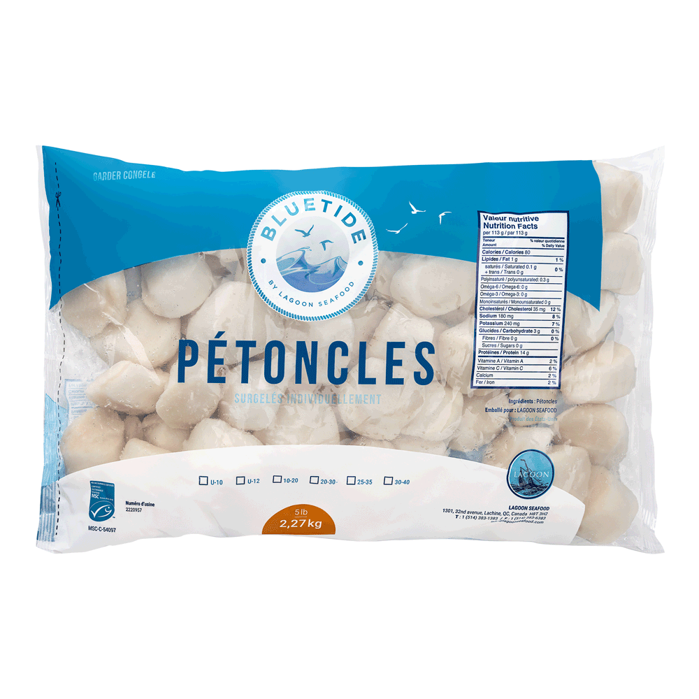 U/15 2 x 2.27 kg Frozen Wild Scallop Dry USA Lagoon Seafood