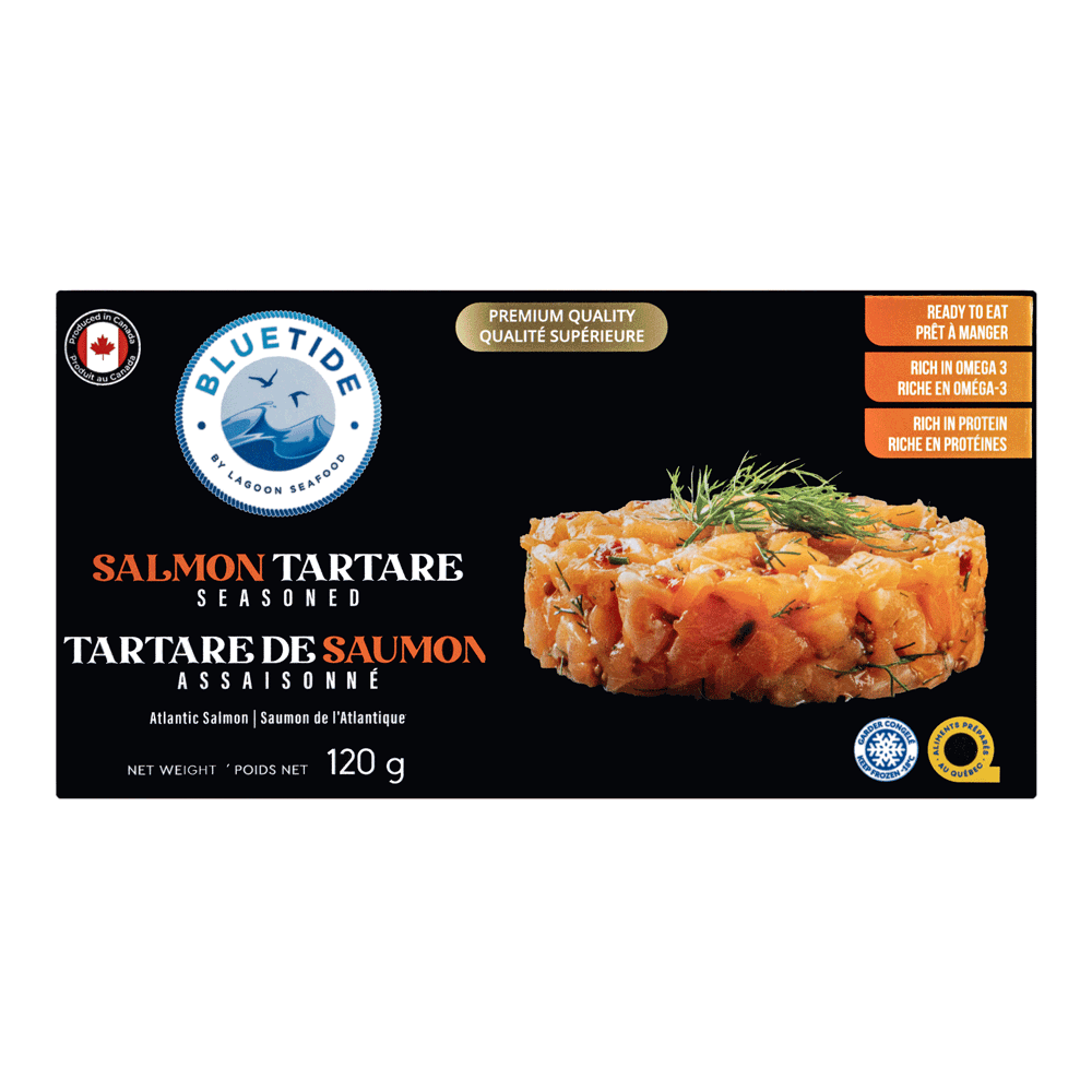 8 x 2 x 60 g Frozen Farm Seasoned Atlantic Salmon Tartare Canada Lagoon Seafood