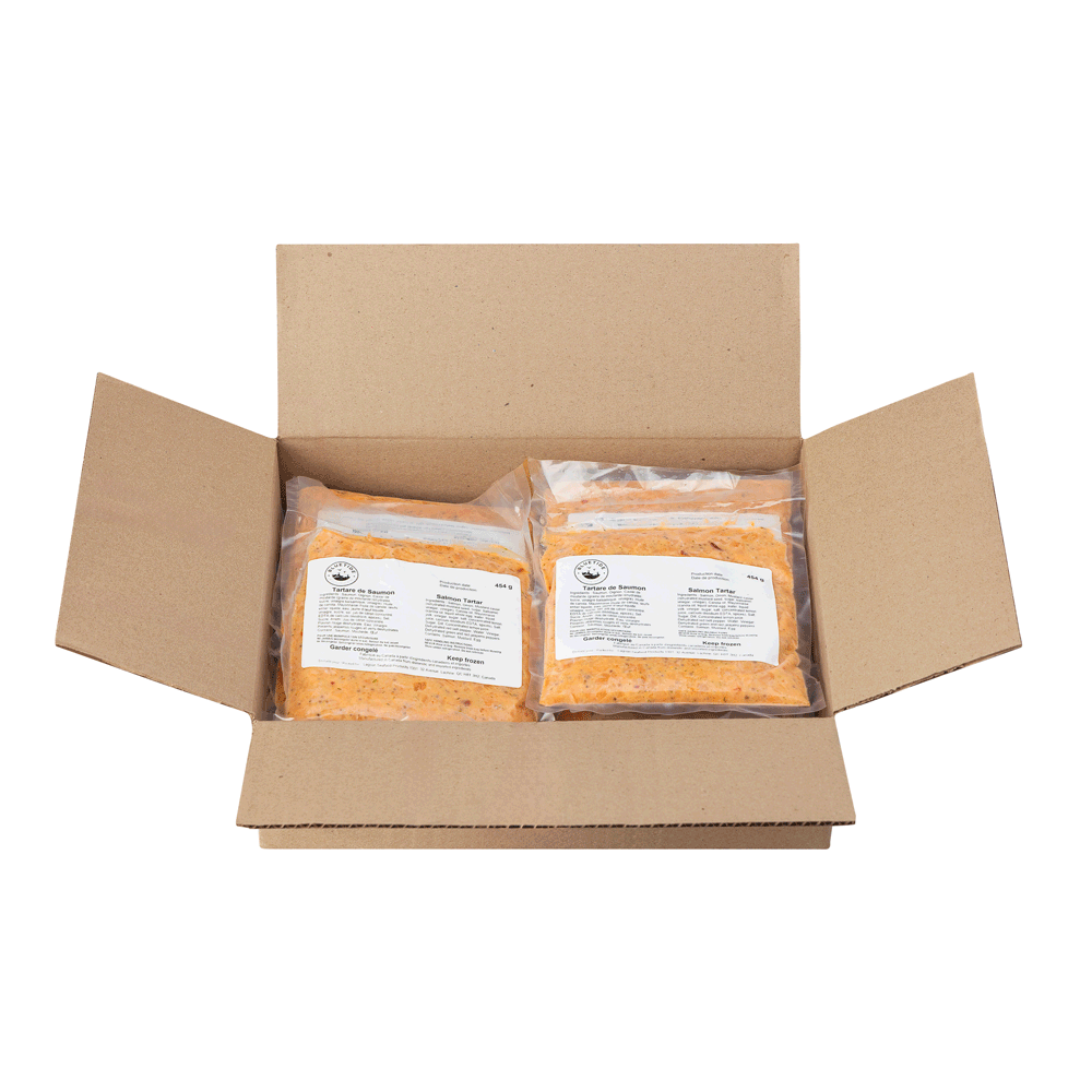 10 x 454 g Frozen Seasoned Farm Salmon Tartare Canada Lagoon Seafood