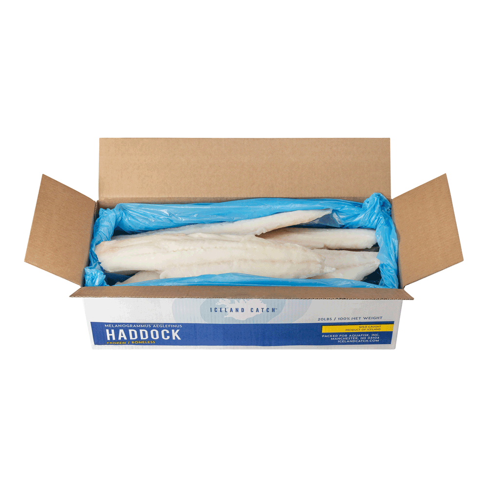 16+ oz 9.07 kg Frozen Wild Haddock Fillet IQF MSC Iceland Lagoon Seafood
