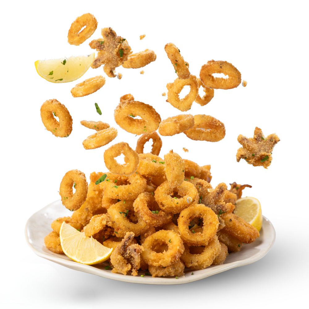 Frozen Wild Par-fried Lightly Breaded Salt & Pepper Calamari Rings & Tentacles Thailand