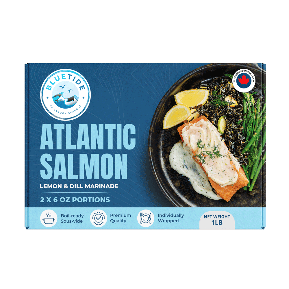 10 x 545 g Frozen Atlantic Salmon with Lemon & Dill Marinade (Sous Vide- IVP) Canada Lagoon Seafood